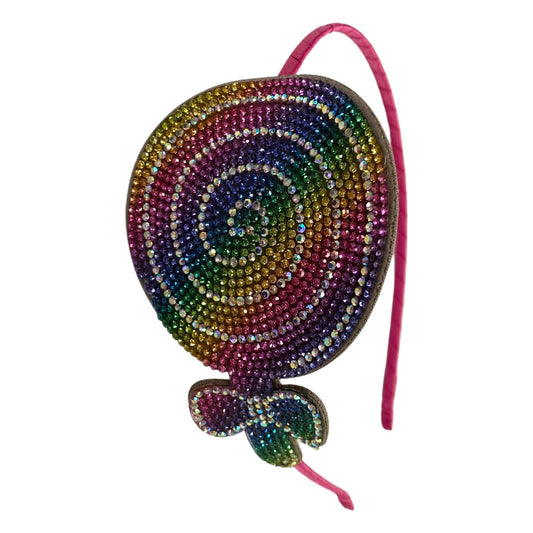 Crystal Applique Headband - Rainbow Lollipop
