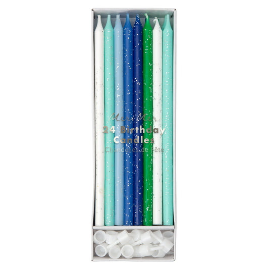 Blue and Green Glitter Candles