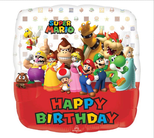 Mario Bros Happy Birthday Foil Balloon