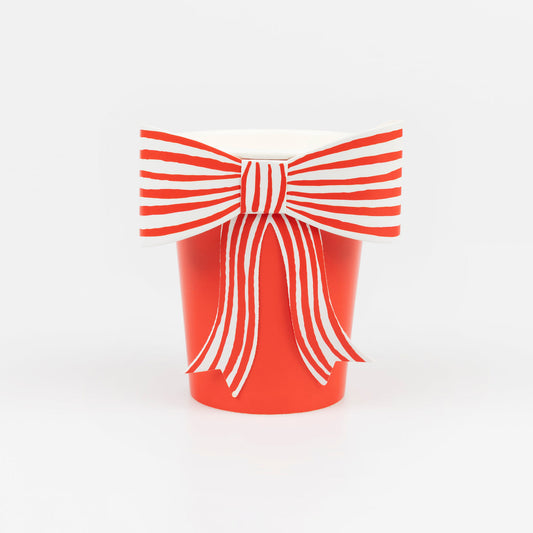 Red & White Stripy Bow Cups