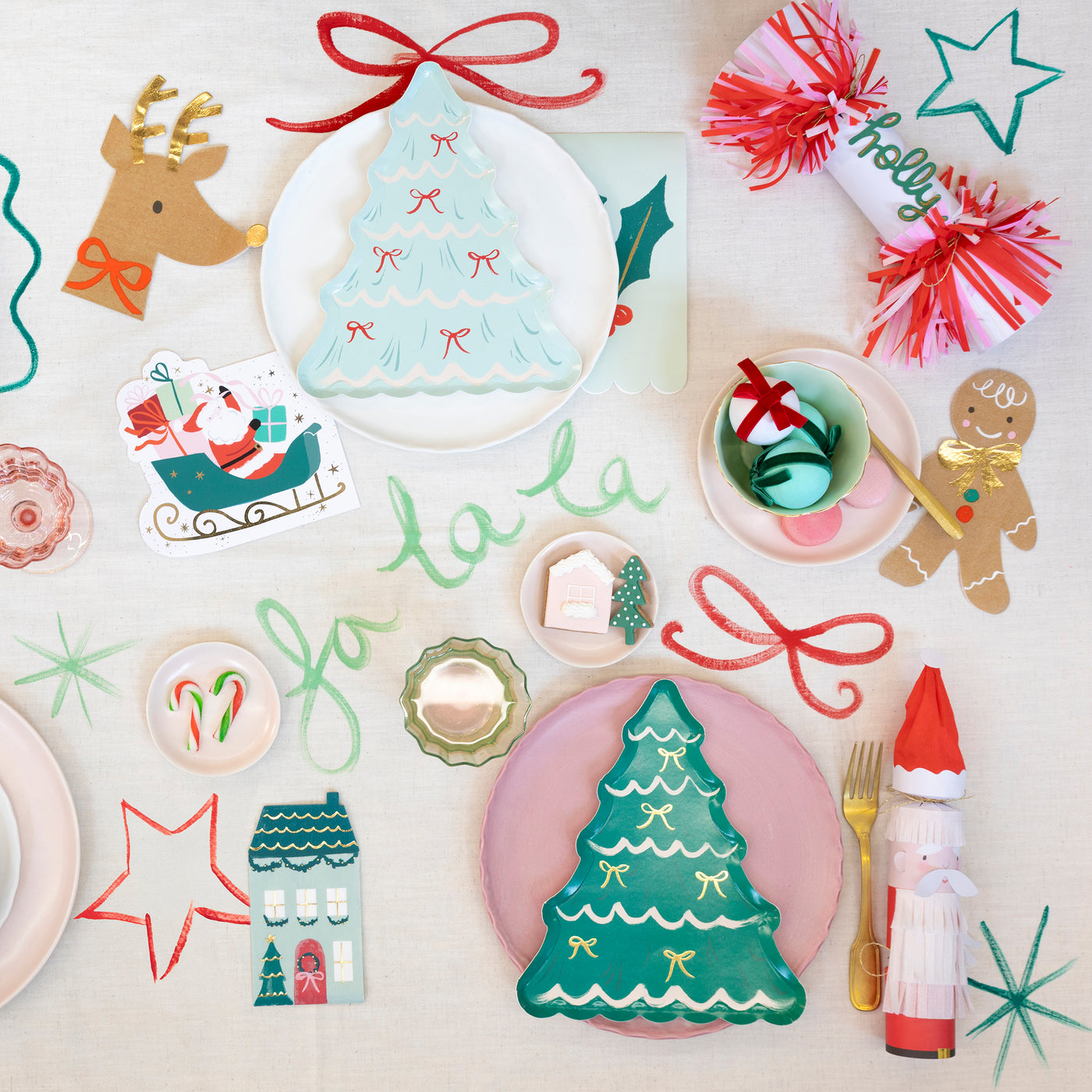 Christmas Trees With Bows Plates