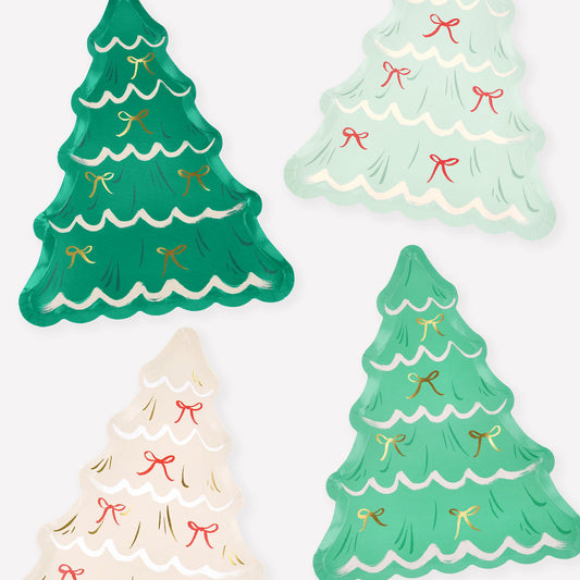 Christmas Trees With Bows Plates