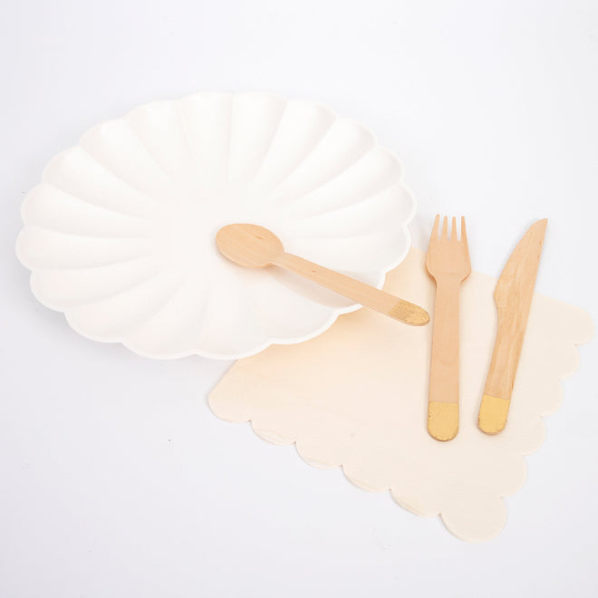 Gold Wooden Cutlery Set