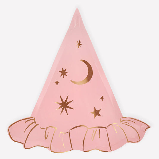 Pink Witch Hat Halloween Plates