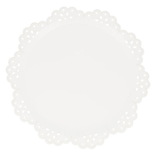 Broderie Anglaise Lace White Dinner Plates