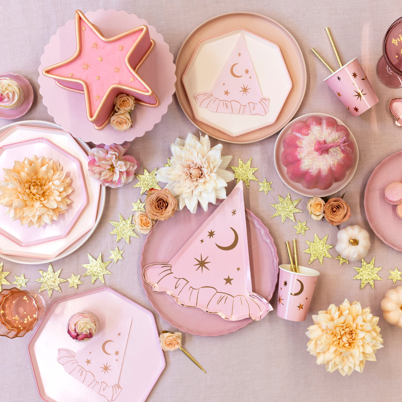 Pink Witch Hat Halloween Plates