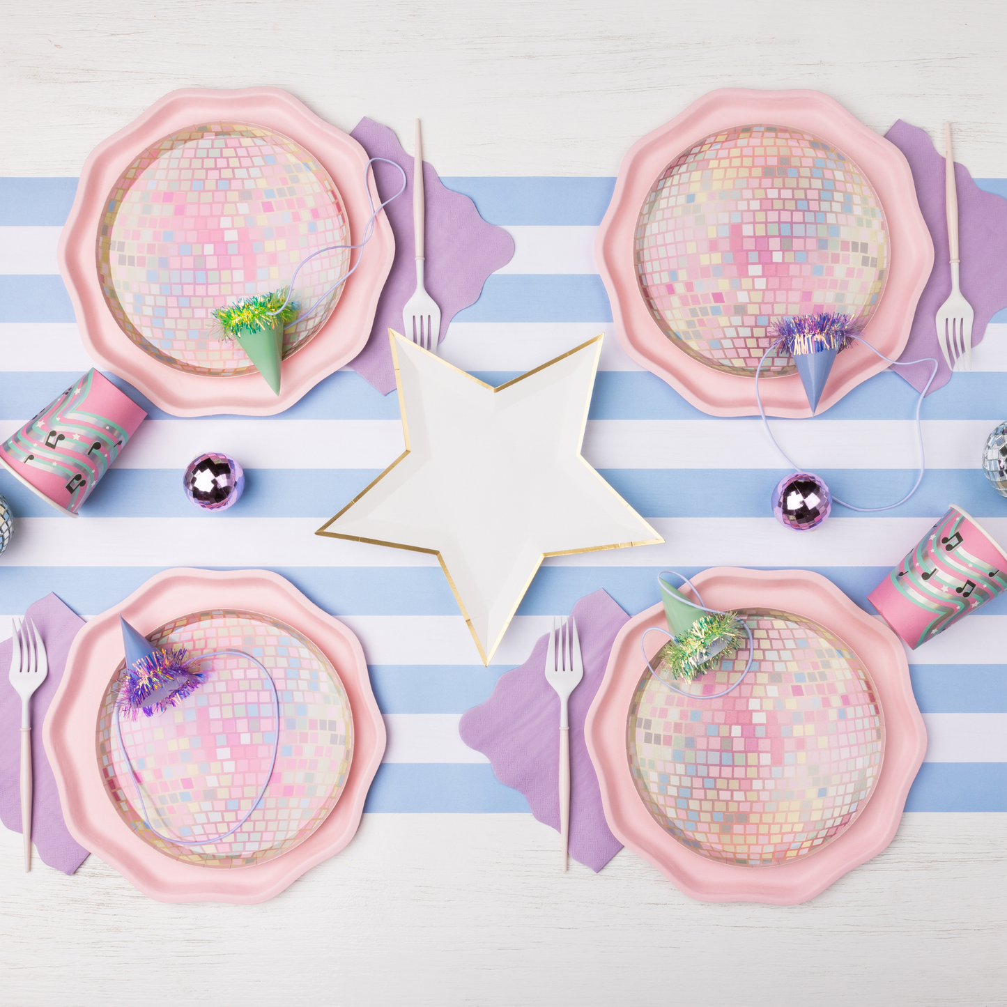 Pink Disco Ball Plates