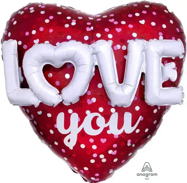Love You Hearts And Dots Balloon