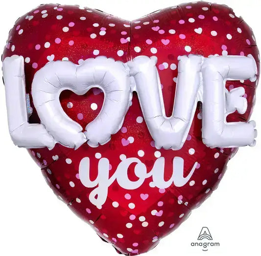 Love You Hearts And Dots Balloon