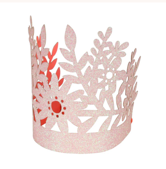 Pink Glitter Party Crowns