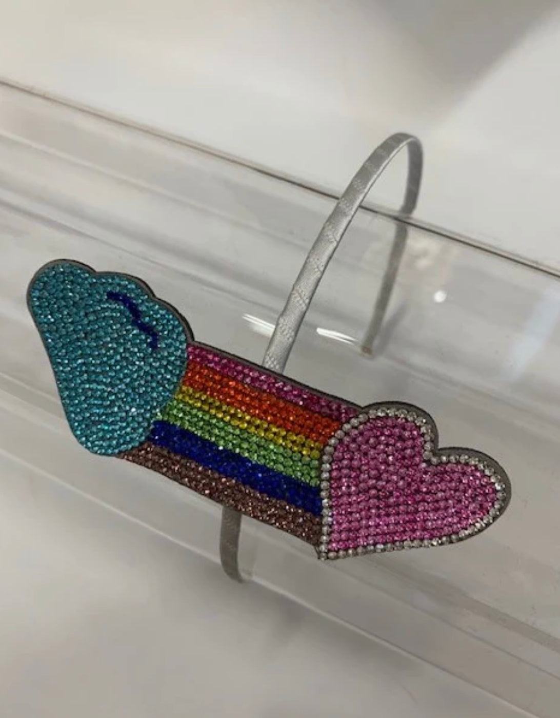 Rainbow with Cloud & Heart Crystal Headband