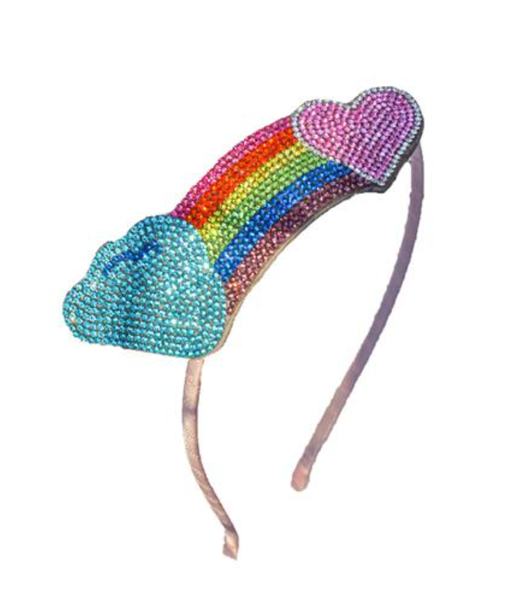 Rainbow with Cloud & Heart Crystal Headband