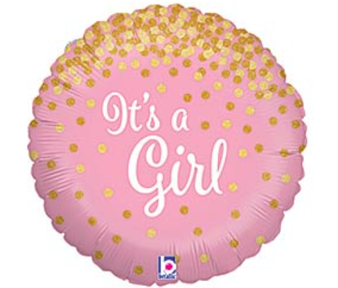 It's A Girl Gold Glitter Foil Balloon