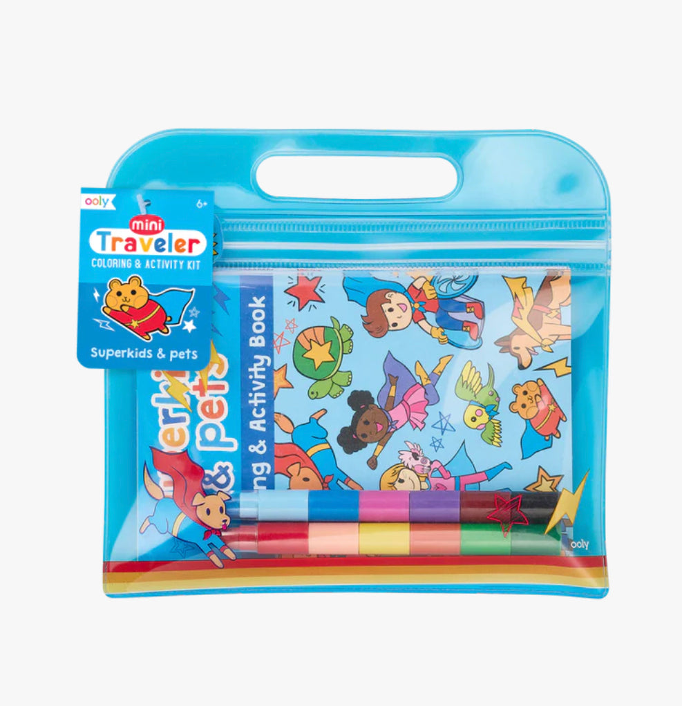 Mini Traveler Coloring and Activity Kit - Superkids and Pets