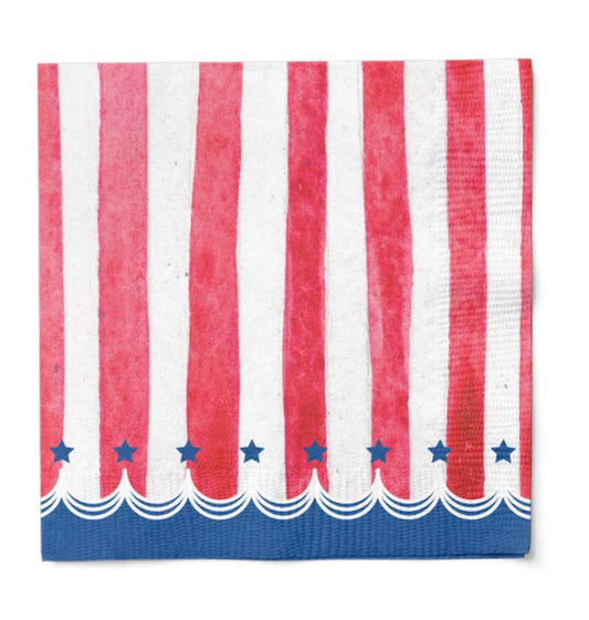 Red Striped and Blue Lunch Napkins